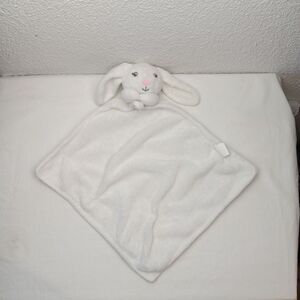 Modern Baby White Bunny Rabbit Snuggle Blankie Security Blanket Lovey 14x14